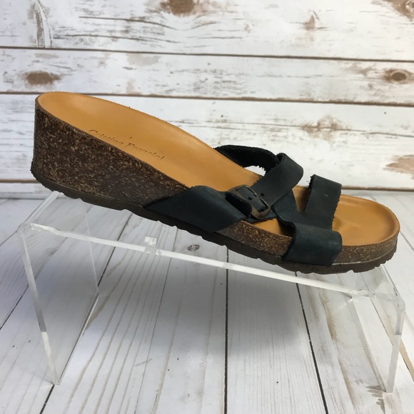 Cristina Francini Strappy Wedge Sandals Sz 7.5M - Picture 1 of 7